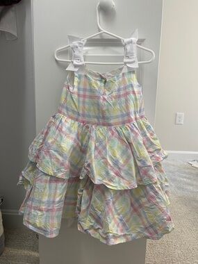 Janie and Jack Pastel Plaid Ruffle Sundress - Pink, Yellow, Blue, Green, White